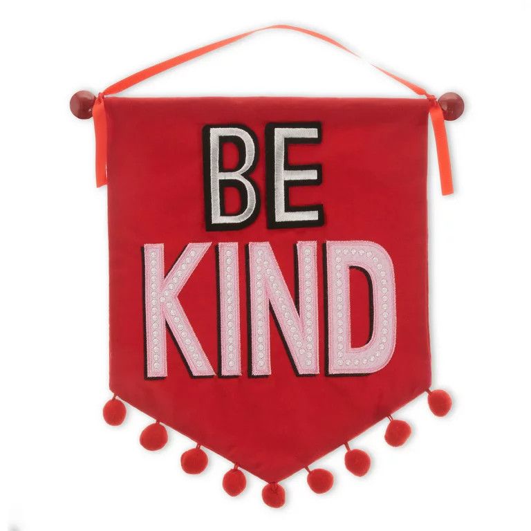 Valentine Home Decor | Red Be Kind Banner Hanging Fabric Wall Decoration | Walmart (US)