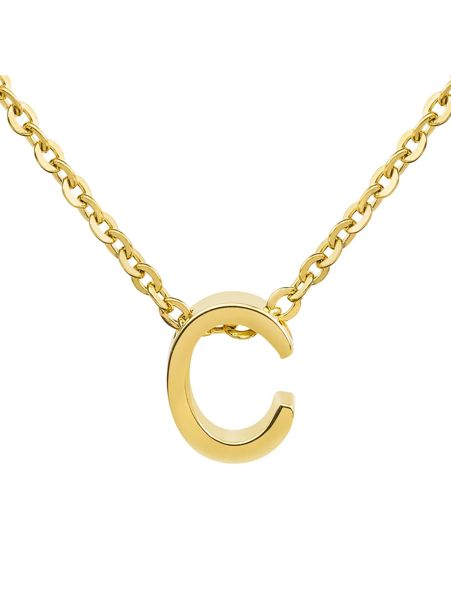 Coastal Jewelry Women's 18k Gold Overlay Initial Necklace (18") - Letter C | Walmart (US)