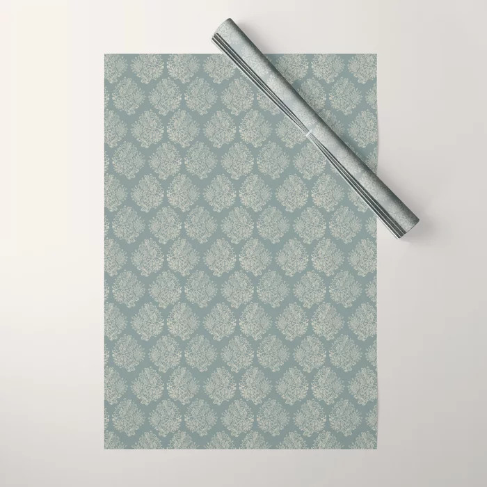 Blue Lace Floral Pattern Wrapping Paper | Society6
