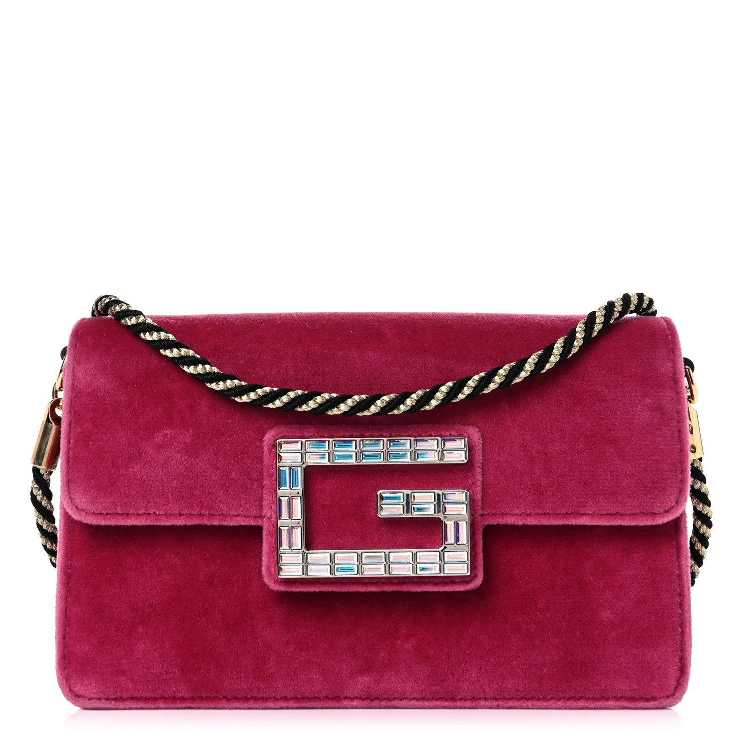 GUCCI Velvet Crystal Square G Shoulder Bag Pink | FASHIONPHILE | Fashionphile