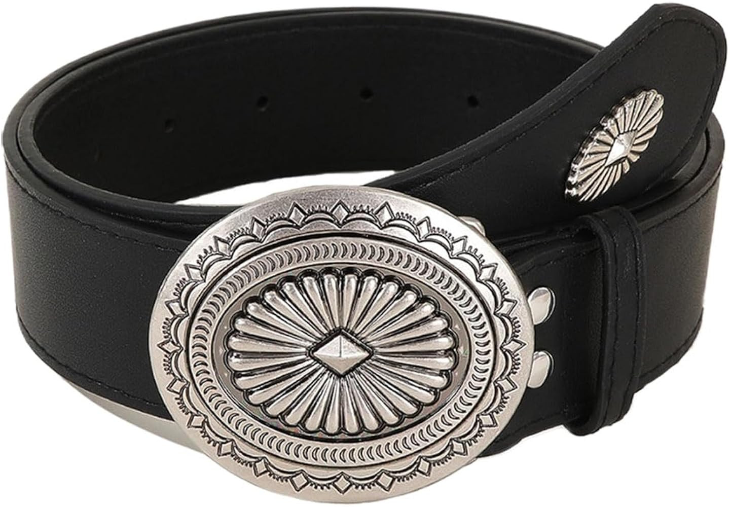 Western Belt for Women Vintage Country Leather Belt with Silver Buckle Cowgirl Waist Belt for Jea... | Amazon (US)