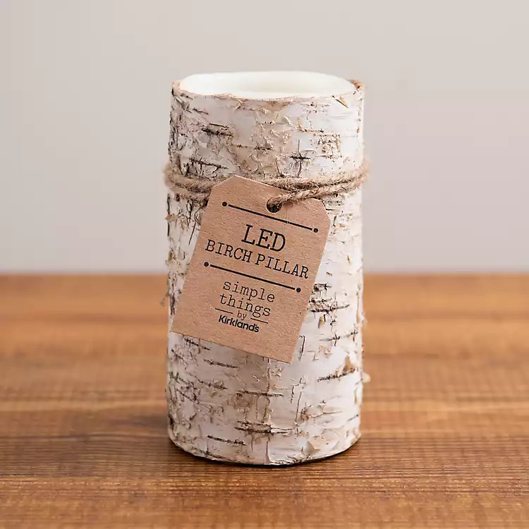 Birch Bark LED Pillar Candle, 6 in. | Kirkland's Home