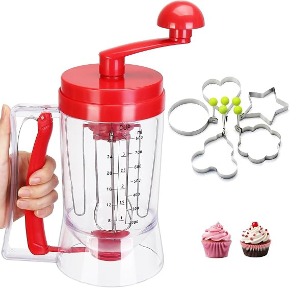 Batter Dispenser Pancake Dispenser with Mixer and Measuring Scale Cupcake Waffle Batter Dispenser... | Amazon (US)