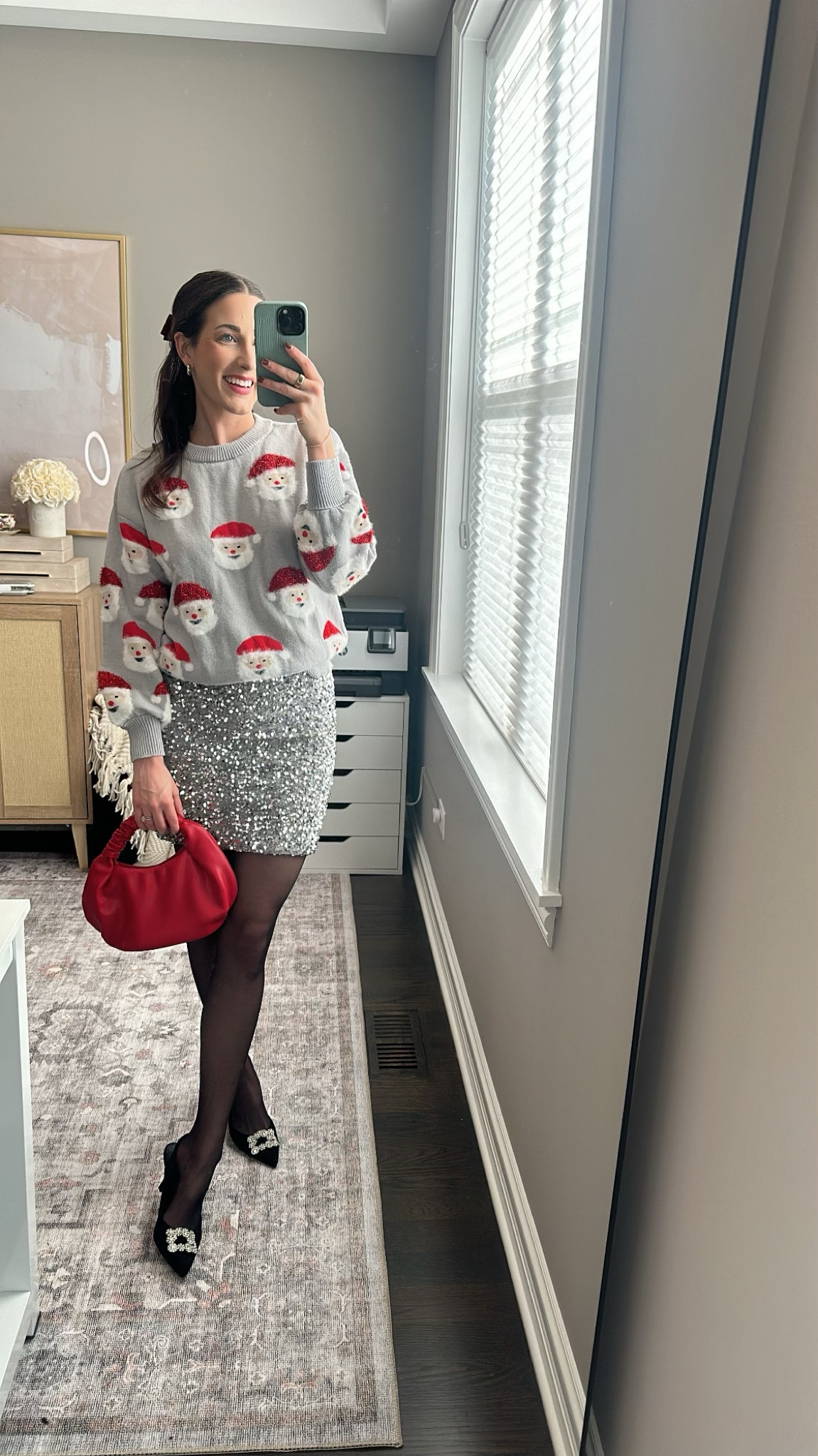 Wearing a small in the sweater and skirt!

Holiday fashion, holiday style, Santa sweater, red purse, tights, sequins skirt

#LTKSeasonal #LTKstyletip #LTKHoliday