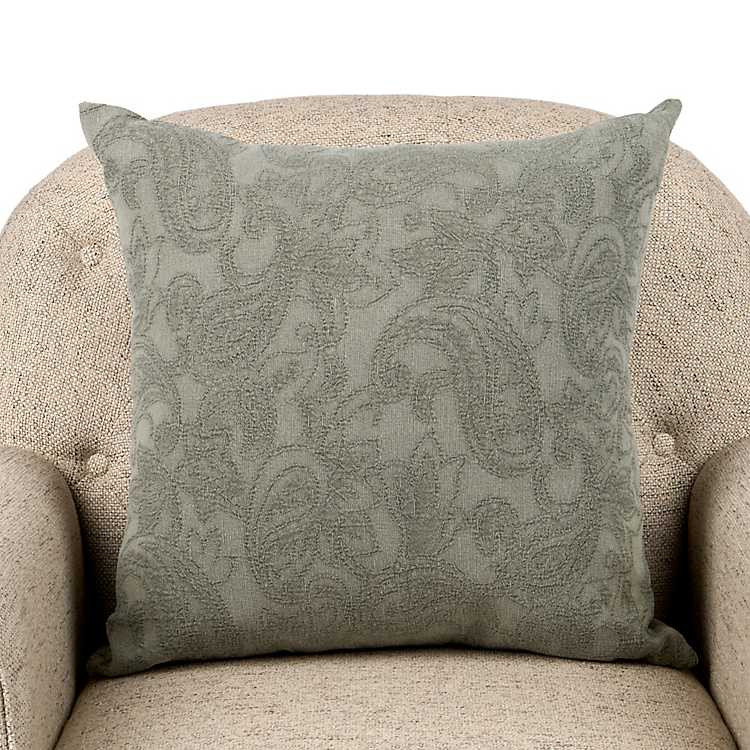 New! Green Paisley Jacquard Pillow | Kirklands