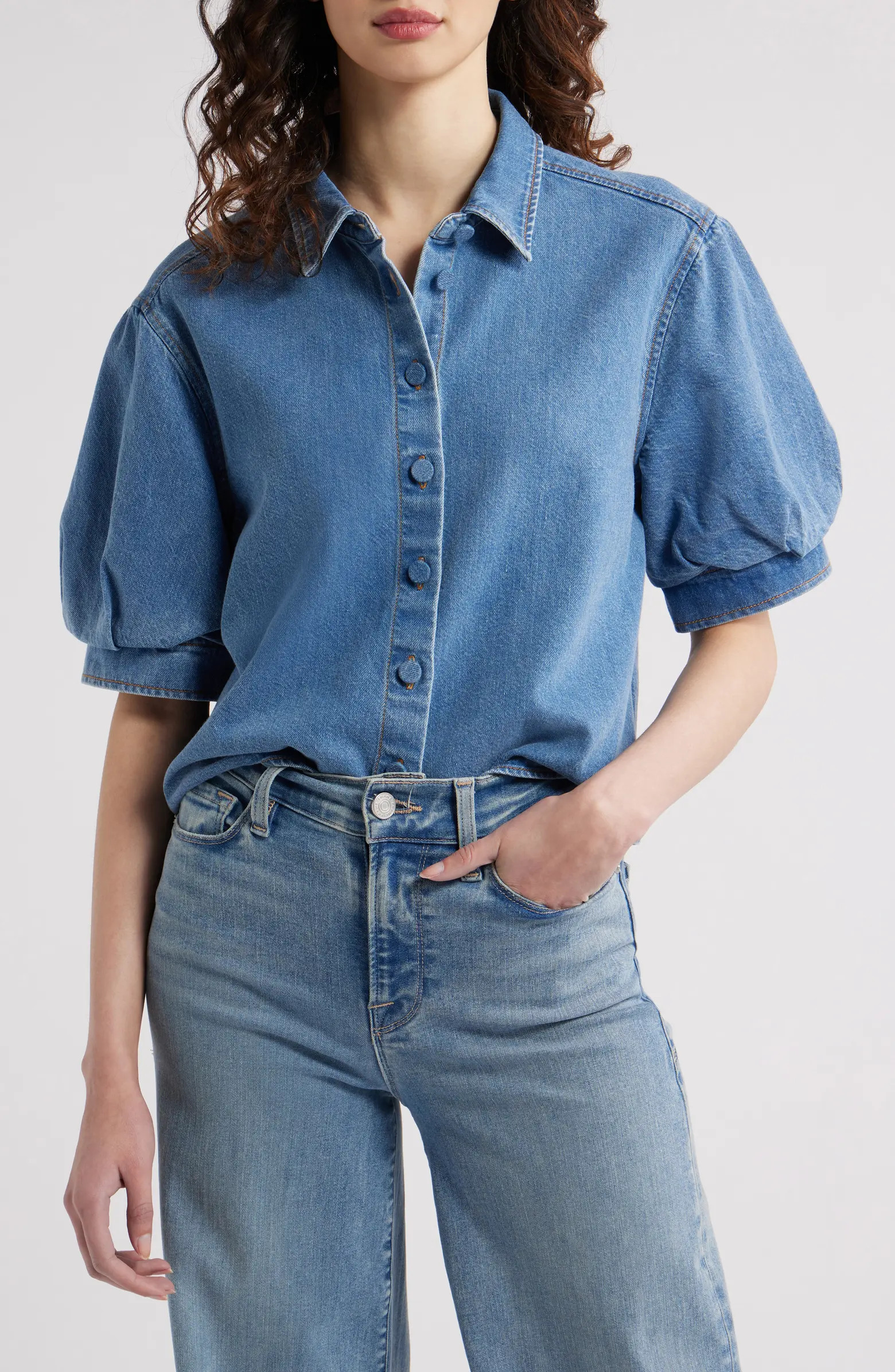 FRAME The Billow Sleeve Denim Shirt | Nordstrom | Nordstrom