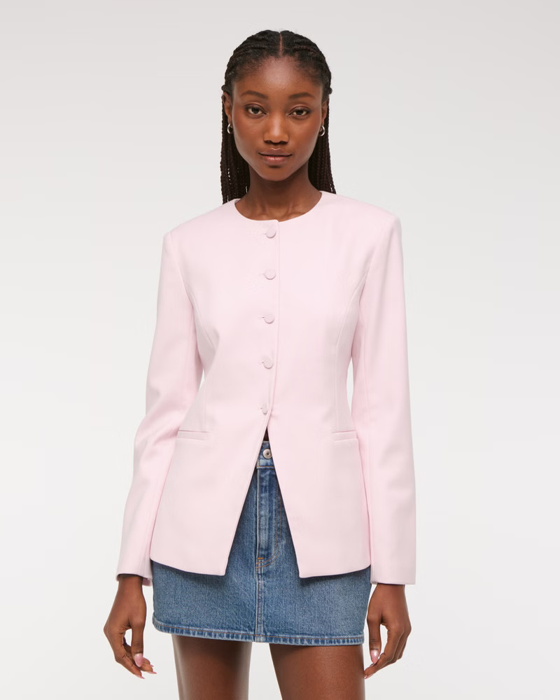 Collarless Suiting Blazer | Abercrombie & Fitch (US)