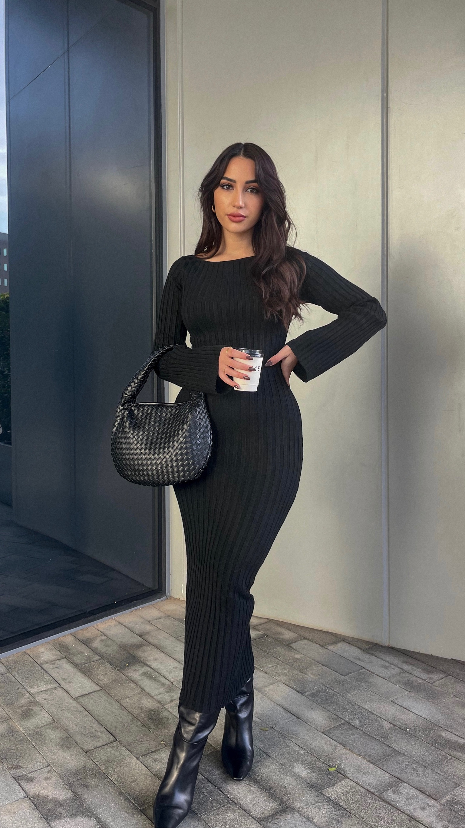 a dress moment 🖤

outfit is from NAKD but I cannot link on here so I’ve added some alternatives on this post. 

 Here are the details if you want the exact items: 

• Wrap Back Detailed Knitted Dress (1100-005009-0002-003)
 
•Woven Rounded Shoulder Bag  
(1015-004838-0002-000)

outfit inspiration, fall outfit, black midi dress, backless dtrds, festive dress, knee high black boots, bottega dupe bag, black outfit, autumn outfit. 

#LTKstyletip #LTKeurope #LTKSeasonal