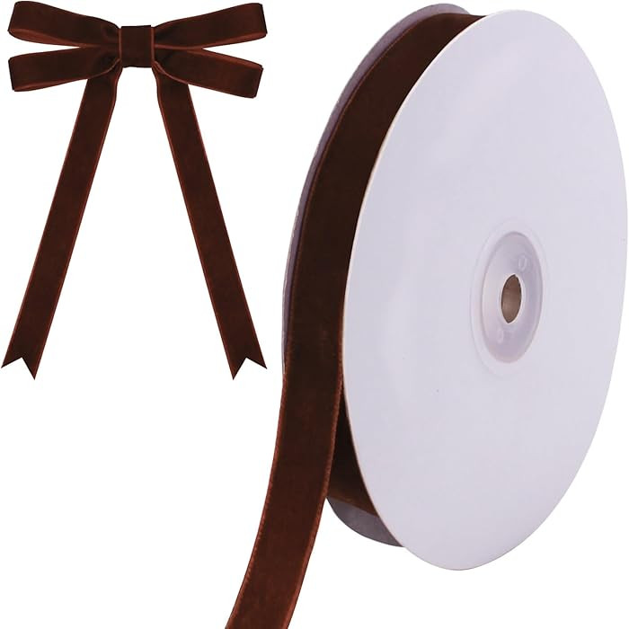 10 Yards Brown Velvet Ribbon for Christmas Tree,5/8 Inch Velvet Christmas Ribbon for Gift Wrappin... | Amazon (US)
