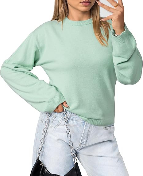 OQQ Women's Cable Knit Crewneck Sweaters Long Sleeve Cashmere Casual Pullover Cardigans | Amazon (US)