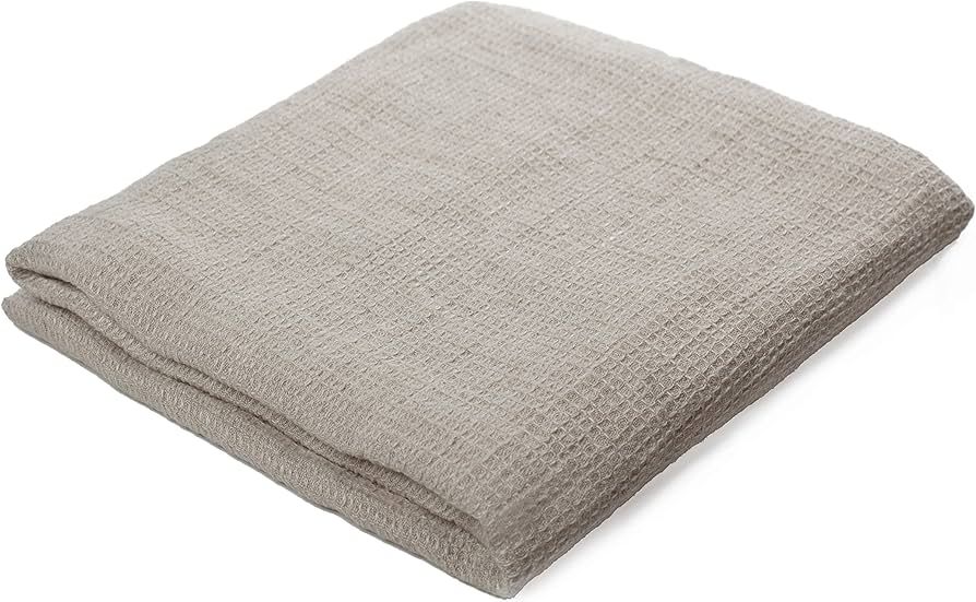 LUSIE'S LINEN Bath Towel - 100% Linen - European Flax Linen - Stonewashed - Waffle Weave - Grey | Amazon (US)