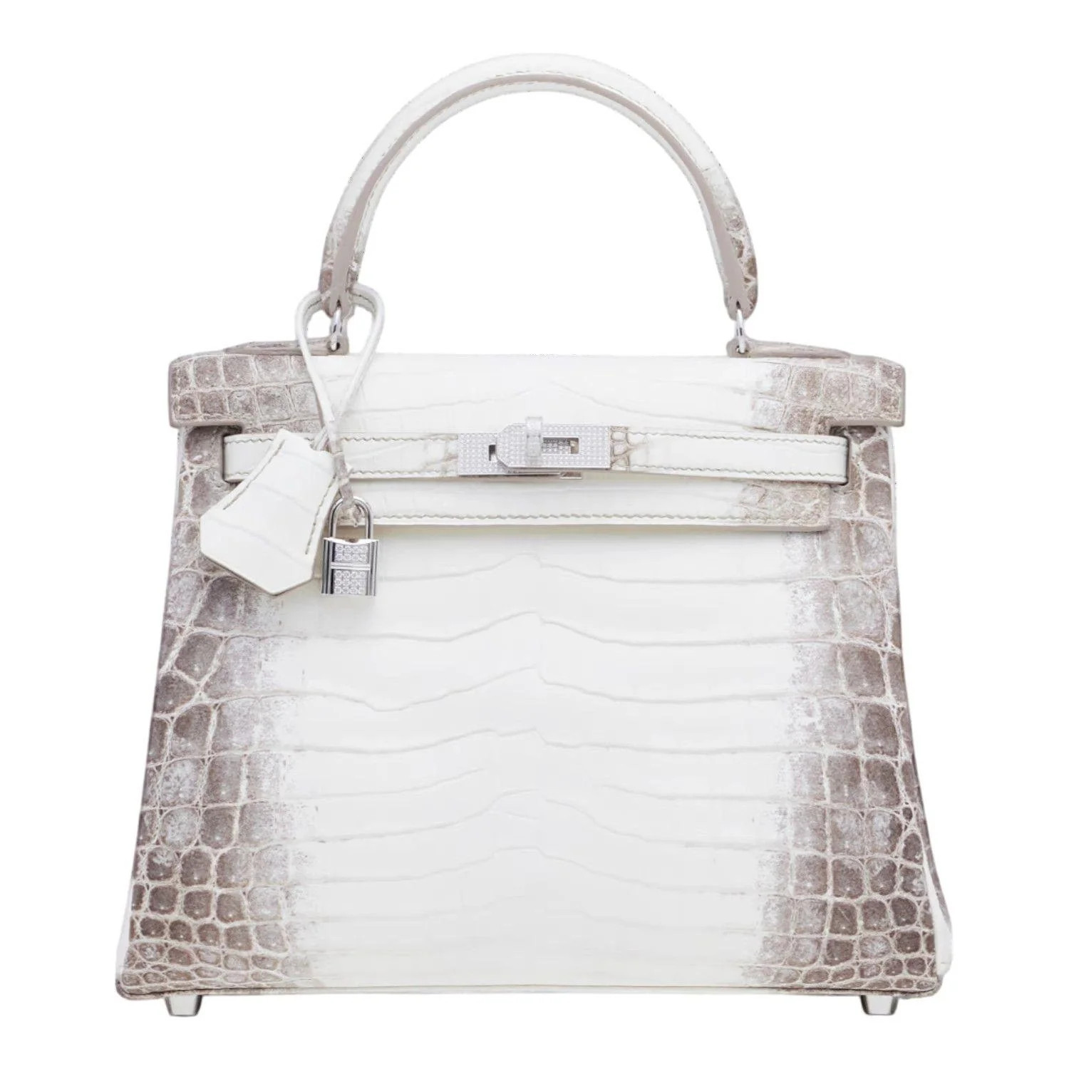 Hermès Kelly 25cm Sellier Niloticus Crocodile Himalaya White Gold Diamond Hardware | Italist.com US