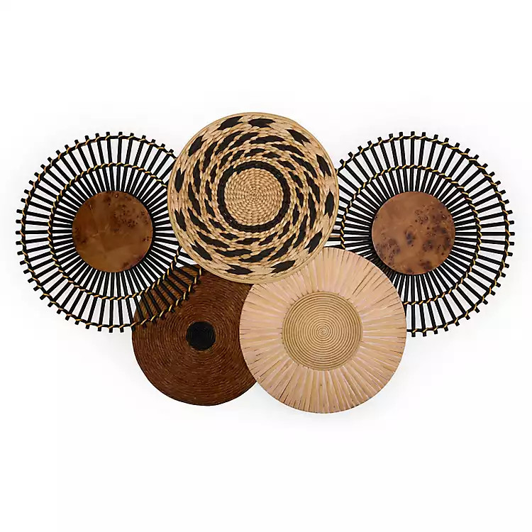 New! Wood and Rattan Medallions Wall Plaque | Kirklands