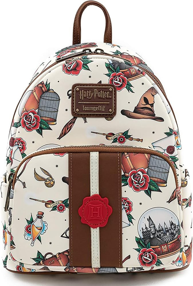 Loungefly Harry Potter Tattoo Art Cream Color Womens Double Strap Shoulder Bag Purse | Amazon (US)