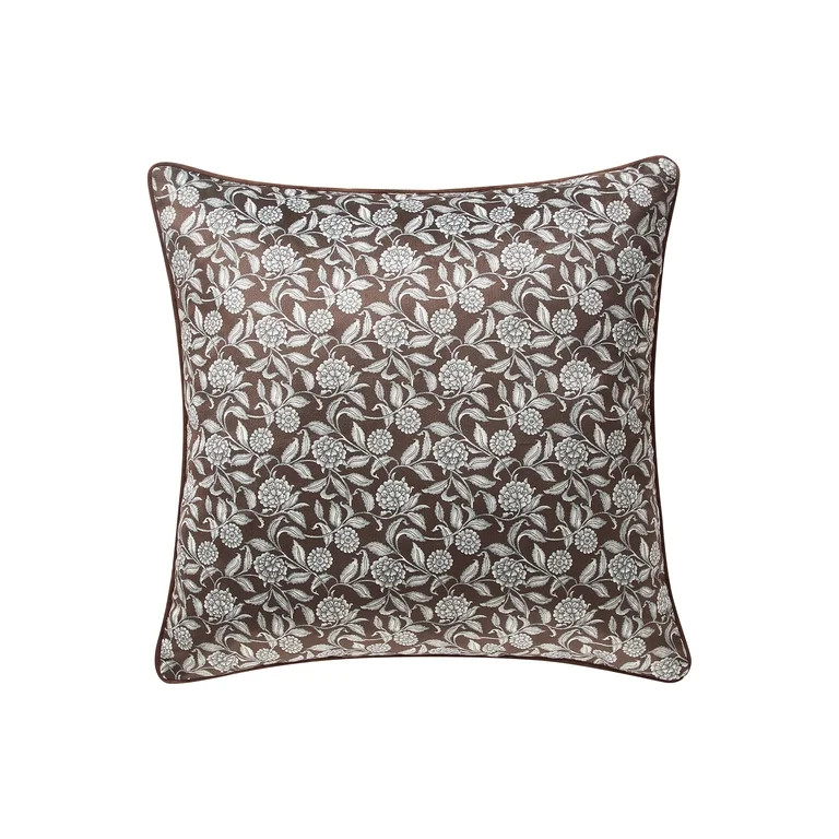 My Texas House 20" x 20" Brown Floral Velvet Decorative Pillow | Walmart (US)