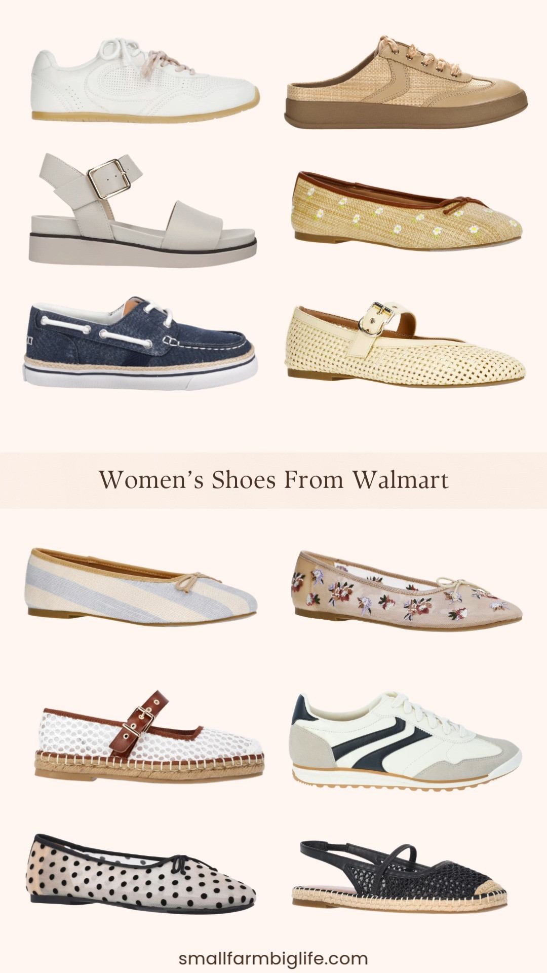 Walmart shoe finds are seriously so good right now 👟✨

From woven Mary Jane flats and raffia ballet styles to retro lace up sneakers, espadrille slingbacks, and comfy wedge sandals. These are easy, wearable shoes for everyday outfits. Neutral tones with fun pops like butter yellow, florals, and stripes make them perfect for spring and summer styling 🤍🌼 

 #LTKgrwm #LTKootd #LTKOver40