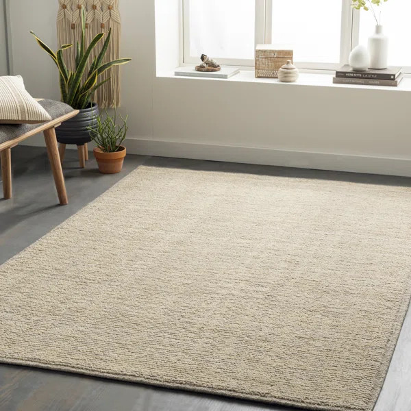 Sabrine Handmade Tufted Wool Medium Gray, Beige Area Rug | Wayfair North America