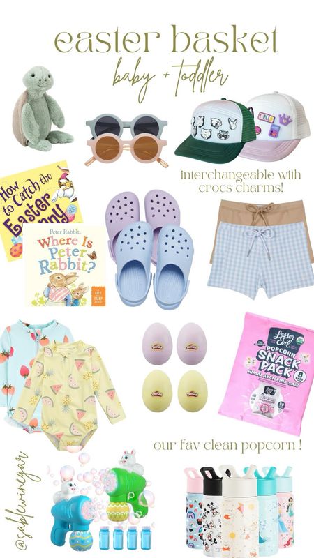 easter basket for toddlers, baby Easter basket, baby boy Easter, baby girl Easter, toddler Easter basket ideas, kids easter basket ideas, toddler boy, toddler girl, crocs, toddler girl swimsuit, toddler boy swimsuit, toddler boy sandals, toddler girl sandals, toddler hat, toddler birthday gift ideas, baby beach must haves, toddler beach outfit 

#LTKbaby #LTKkids #LTKSeasonal