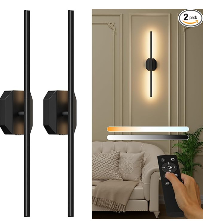 Battery Operated Wall Sconce Set of Two,Wireless Wall Sconces USB Rechargeable Wall Lights with Remote Control,3000K-6000K Dimmable for Bedroom,Background Wall,Living Room,Hallway,Wall Decor,28inch 

 

#LTKHome