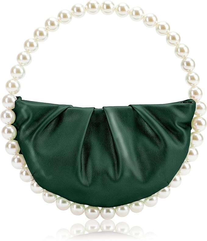 CARIEDO Pearl Soft Face Pleated Handbag Advanced Evening Bag Party Prom Bride Purse Phone Clutch ... | Amazon (US)