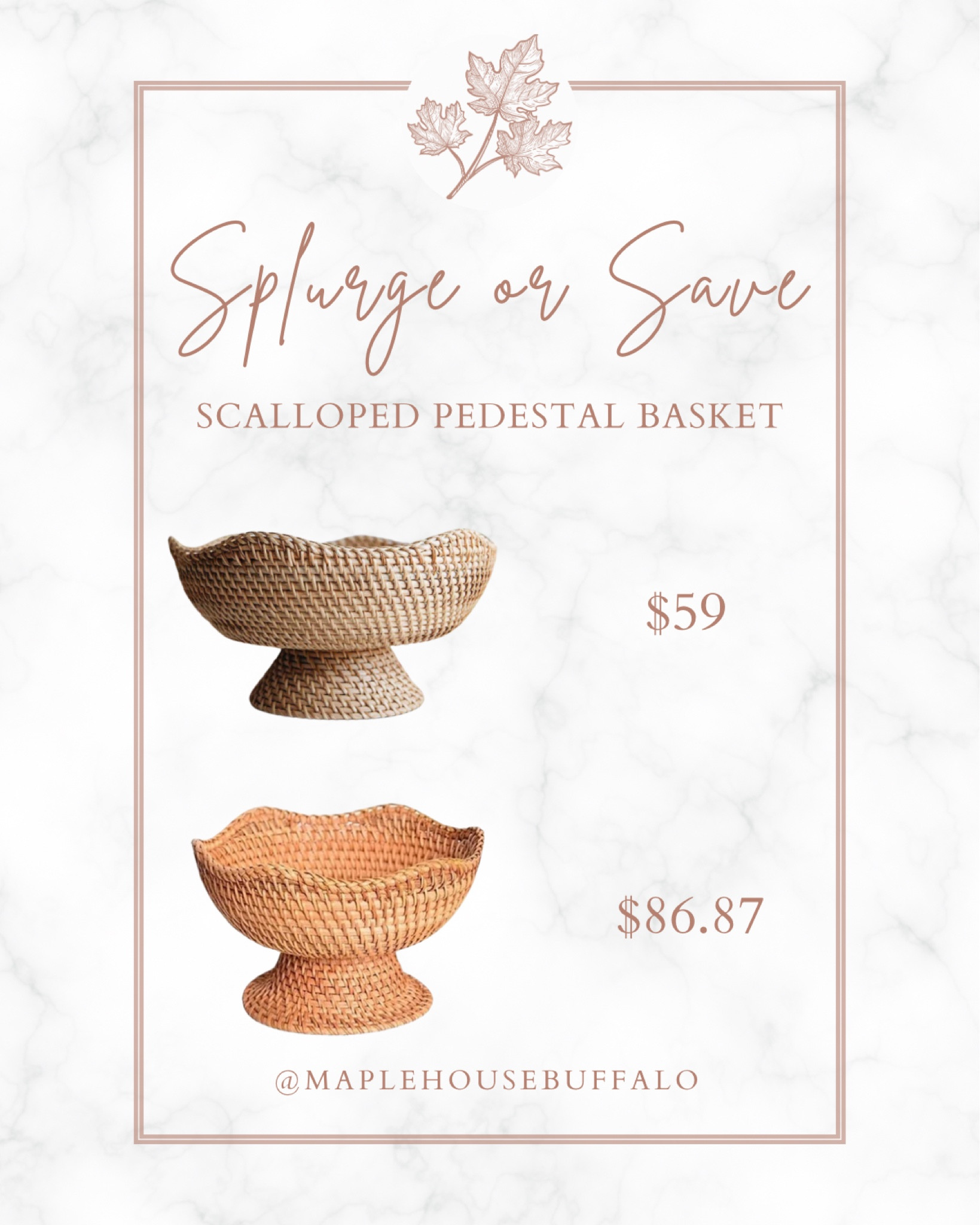 Save or splurge on this scalloped pedestal basket - perfect for adding warmth to a white kitchen! Style with real or faux fruit! 

#LTKstyletip #LTKfindsunder50 #LTKhome