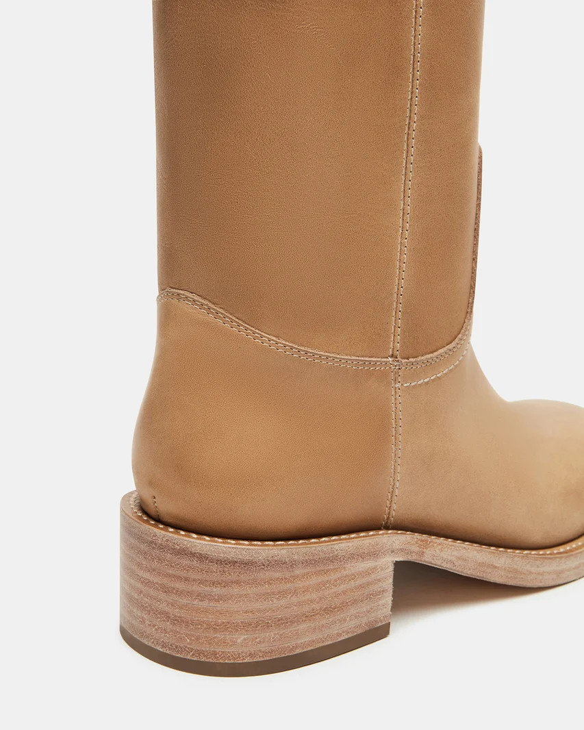RIGGS Banana Leather Square-Toe Women's Boot | Steve Madden (US)