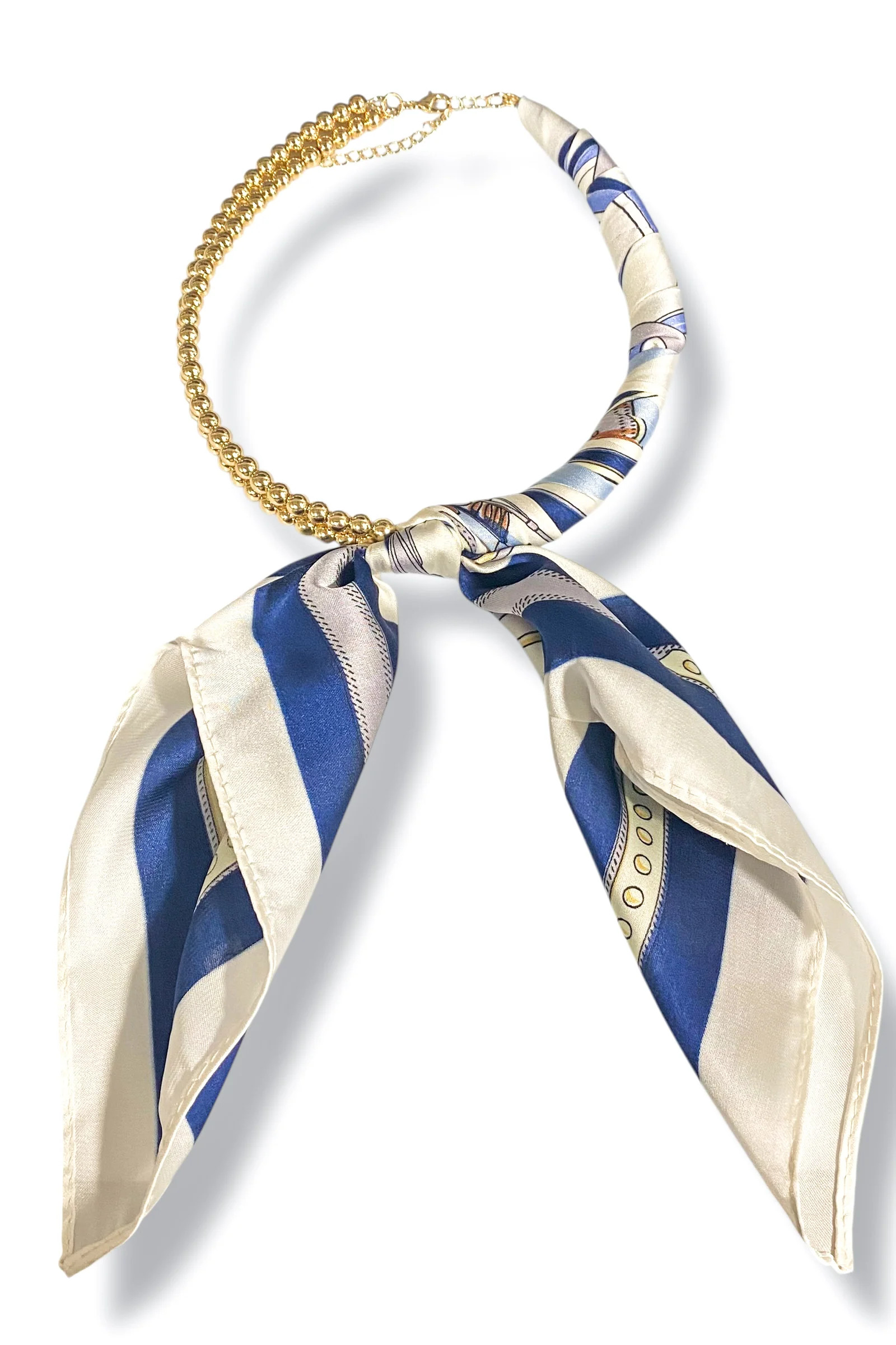 Maisey Blue Silk Scarf Wrapped Collar Necklace | The Willow Tree