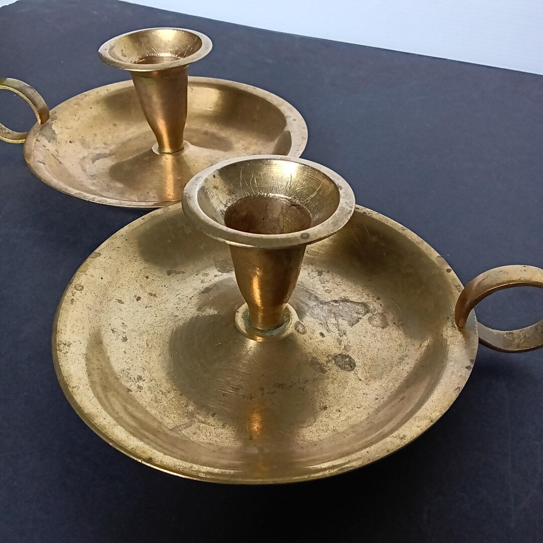 Pair of Brass Chamber Stick Candle Holders. - Etsy Australia | Etsy (US)