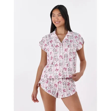 Disney Aristocats Women s Valentine s Day Notch Collar Top and Shorts 2 Piece Pajama Set Sizes XS-3X | Walmart (US)
