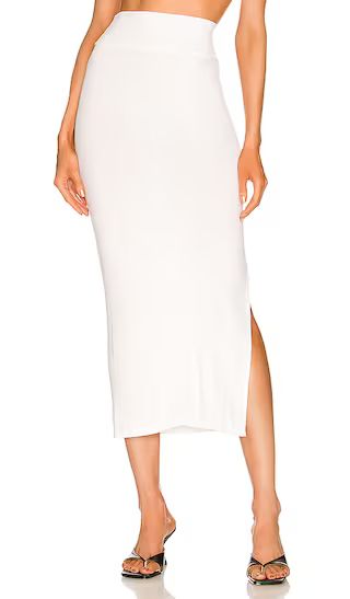 Stretch Silk Knit Essential Skirt in White | Revolve Clothing (Global)