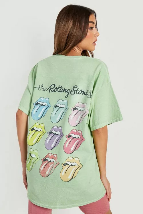 Rolling Stones Back Print Overdyed T Shirt | Boohoo.com (US & CA)