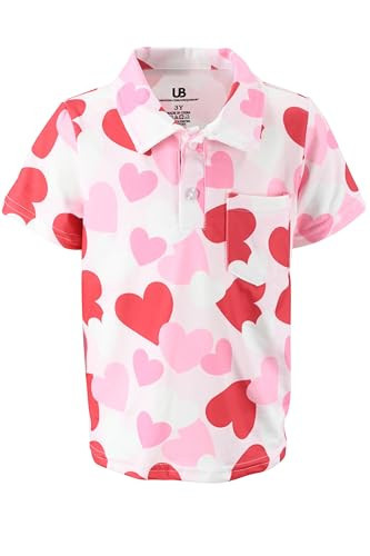 Unique Baby Boys Short Sleeve Hearts Valentines Day Polo Shirt for Toddler and Big Kids (3Y, Floating Hearts) | Amazon (US)