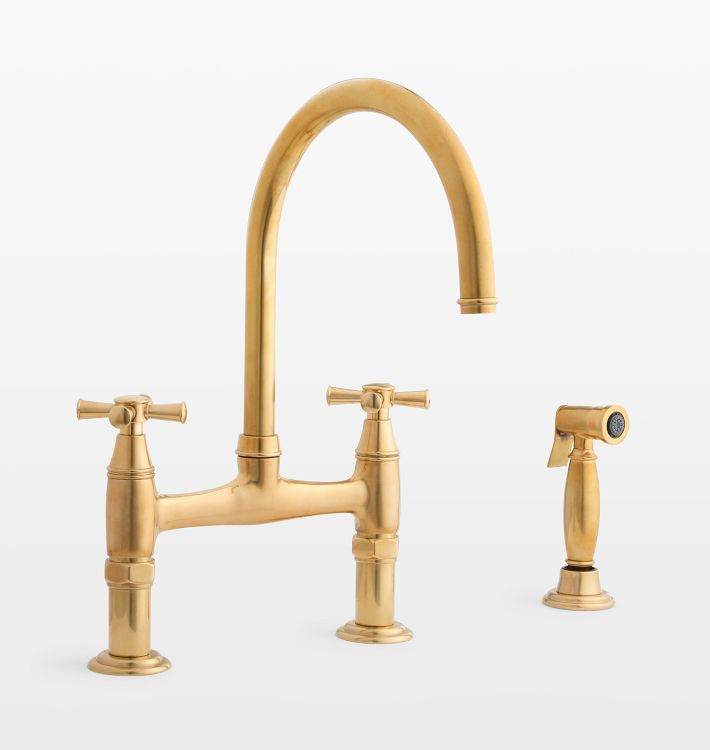 Miramar Cross Handle Bridge Kitchen Faucet | Rejuvenation
