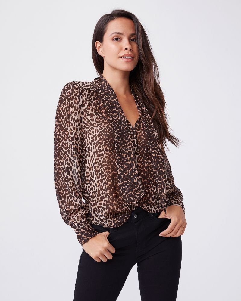 Cleobelle Silk Blouse - Natural Leopard | Paige