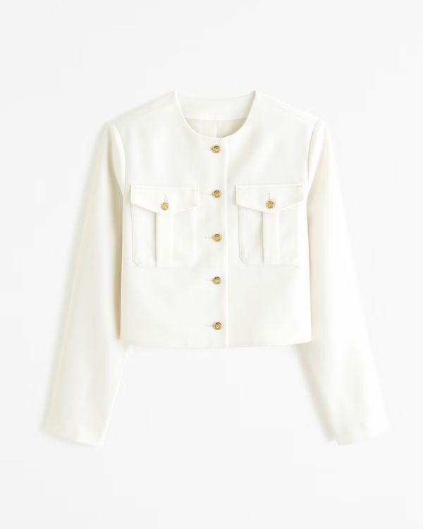 Women's Collarless Suiting Jacket | Women's | Abercrombie.com | Abercrombie & Fitch (US)