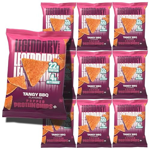 Legendary Foods Tangy BBQ Protein Chips – Popped Tortilla Style – 22g High Protein, 4g Net Carbs, Low Sugar, Gluten Free, Keto Snack Packs – 10 Count – Healthy Crunchy Chips | Amazon (US)