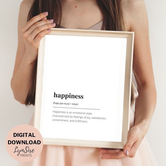 Happiness Print Happiness Definition Printable Wall Art - Etsy | Etsy (US)