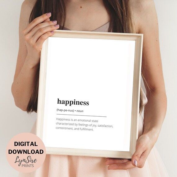 Happiness Print Happiness Definition Printable Wall Art - Etsy | Etsy (US)