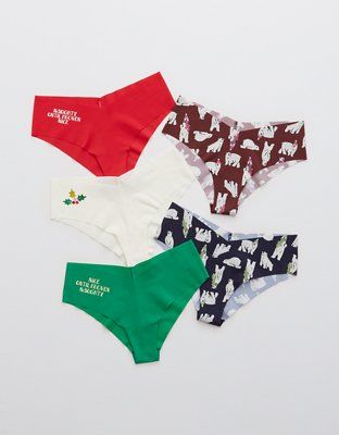 Aerie No Show Holiday Cheeky Underwear 5-Pack | American Eagle Outfitters (US & CA)