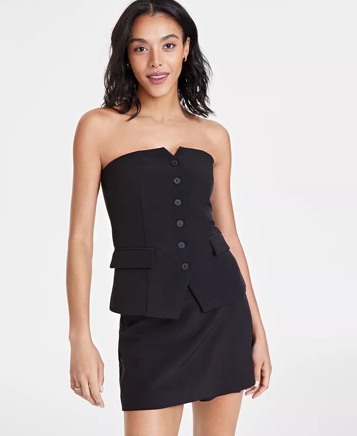 Bar III Women's Strapless Button-Front Top, Created for Macy's - Macy's | Macy's