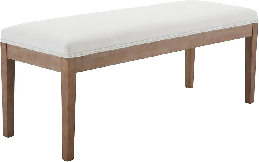 Linen Dining Bench Upholstered Entryway Bench Farmhouse Shoe Bench Seat Ottoman for Hallway Livin... | Amazon (US)