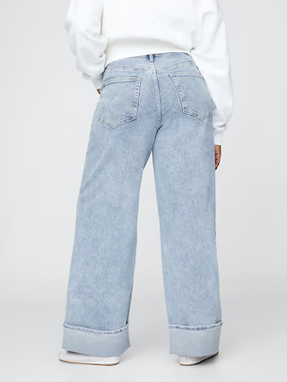 High Rise Stride Cuffed Wide-Leg Jeans | Gap (US)