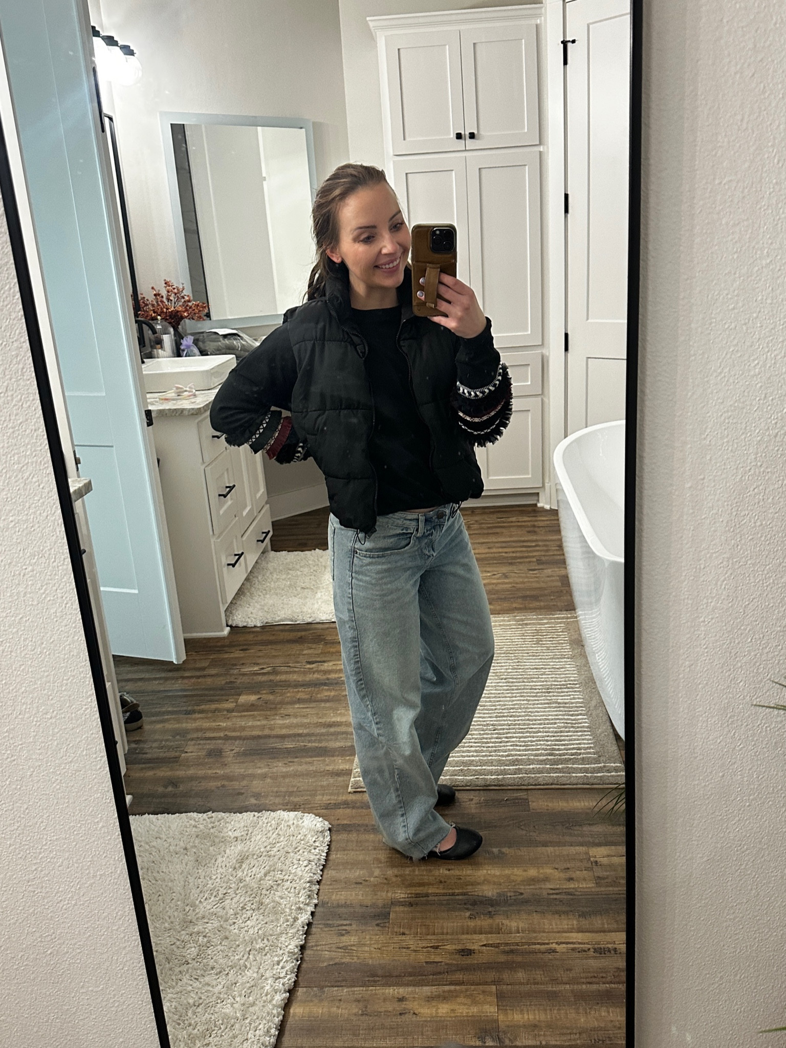 Casual Comfort Style - I’m 5’3” • 130lbs • wearing a size medium in the black top and vest. Pant size is 4-6. 

#LTKMidsize #LTKStyleTip #LTKFindsUnder50