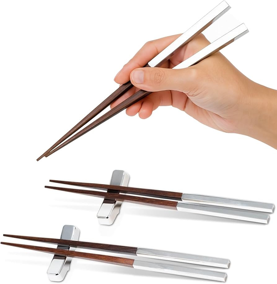 Bey-Berk Simon Personalized Bamboo Chopstick Set – 2 Pairs, Custom Silverplated Handles & Rest,... | Amazon (US)