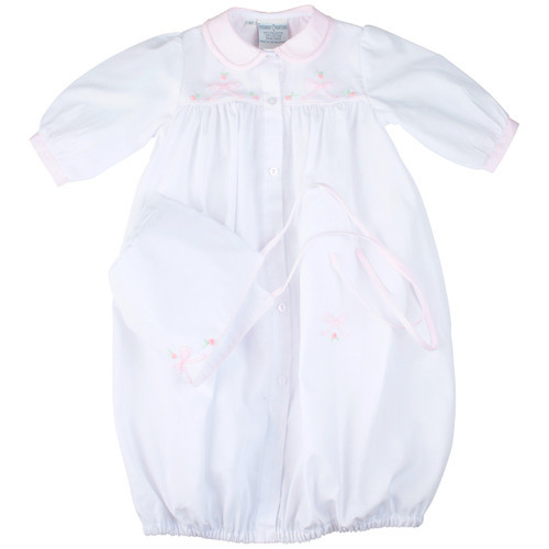 Embroidered Bow Take Me Home Gown with Bonnet | Feltman Brothers