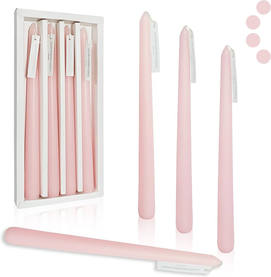 Handmade Light Pink Taper Candle Smokeless Rose Scented Long Candles 10 Inch Unique Dinner Candle... | Amazon (US)
