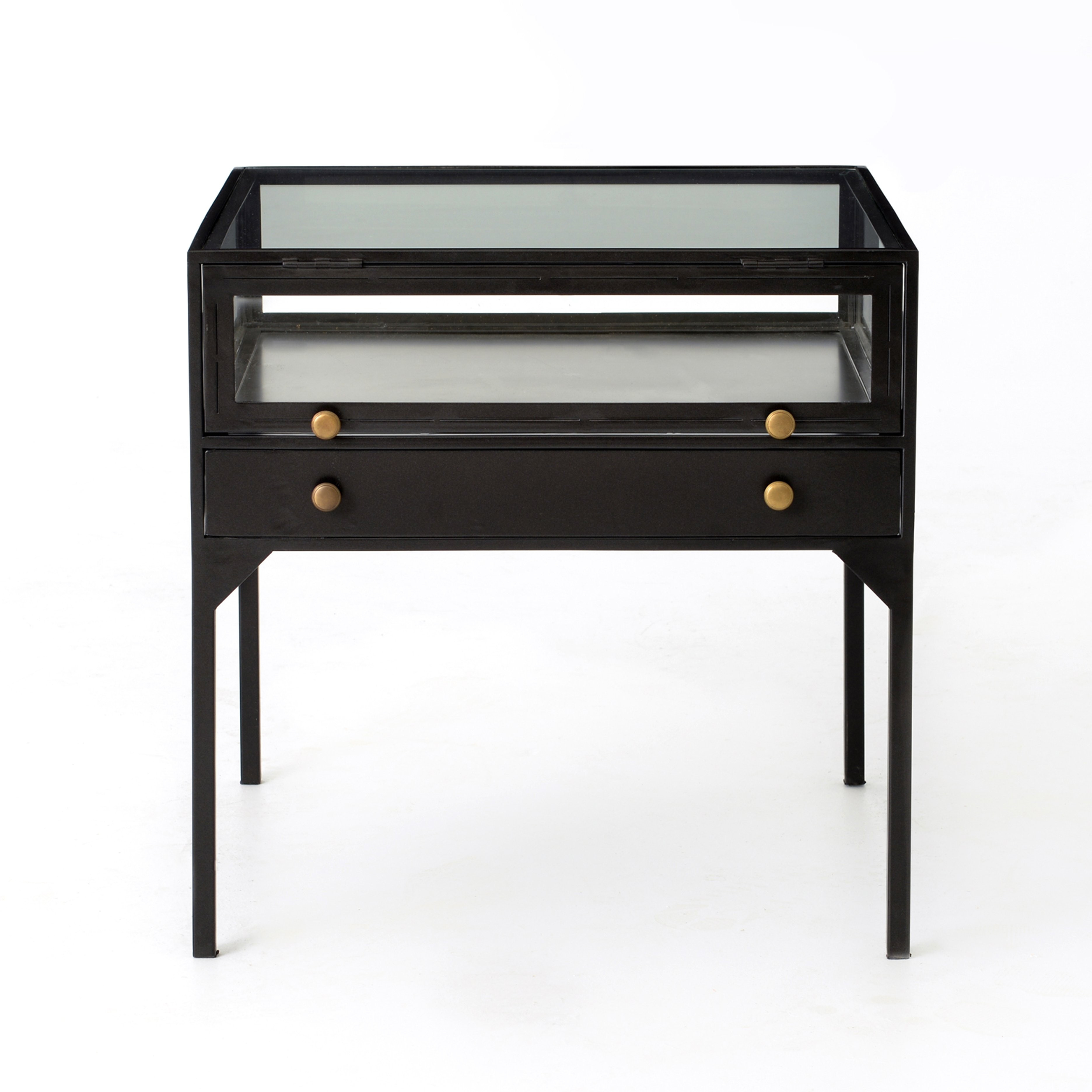 Shadow Box End Table in Black | Burke Decor
