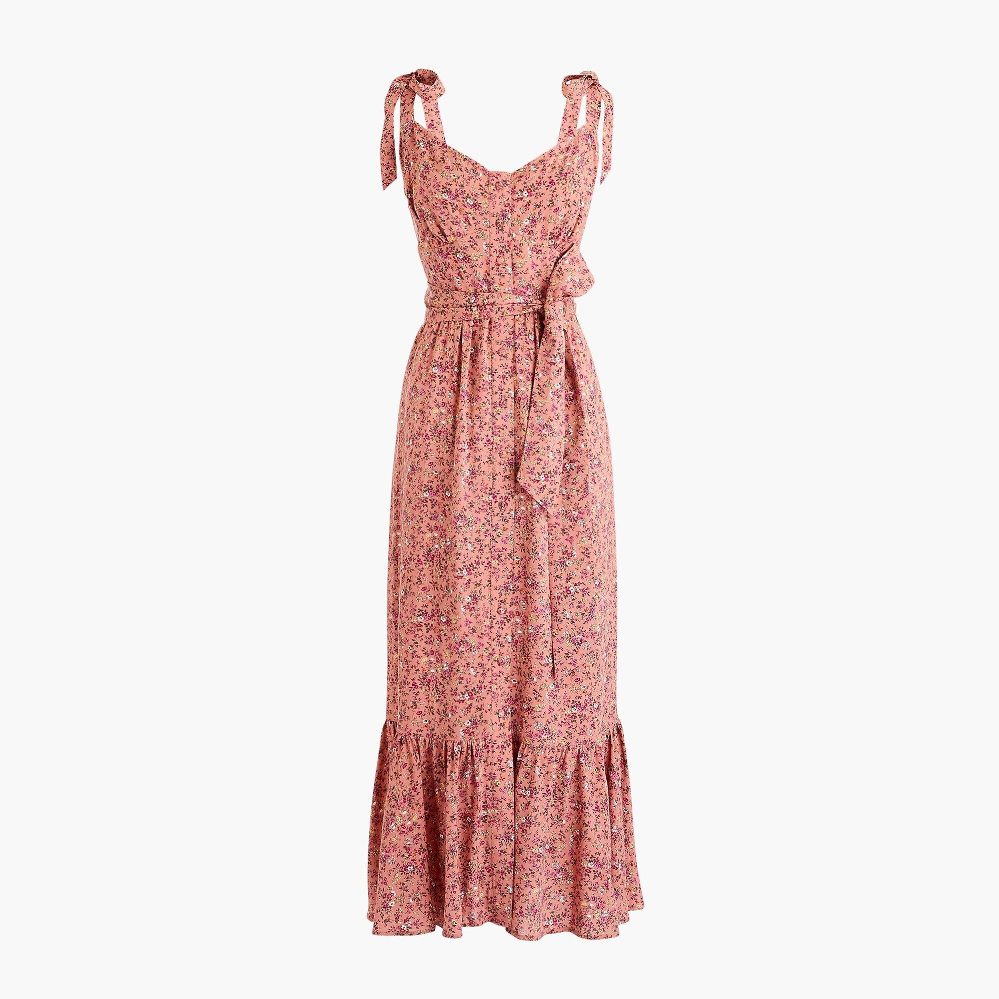 Button-front midi dress with ruffle hem in soft rayon | J.Crew Canada