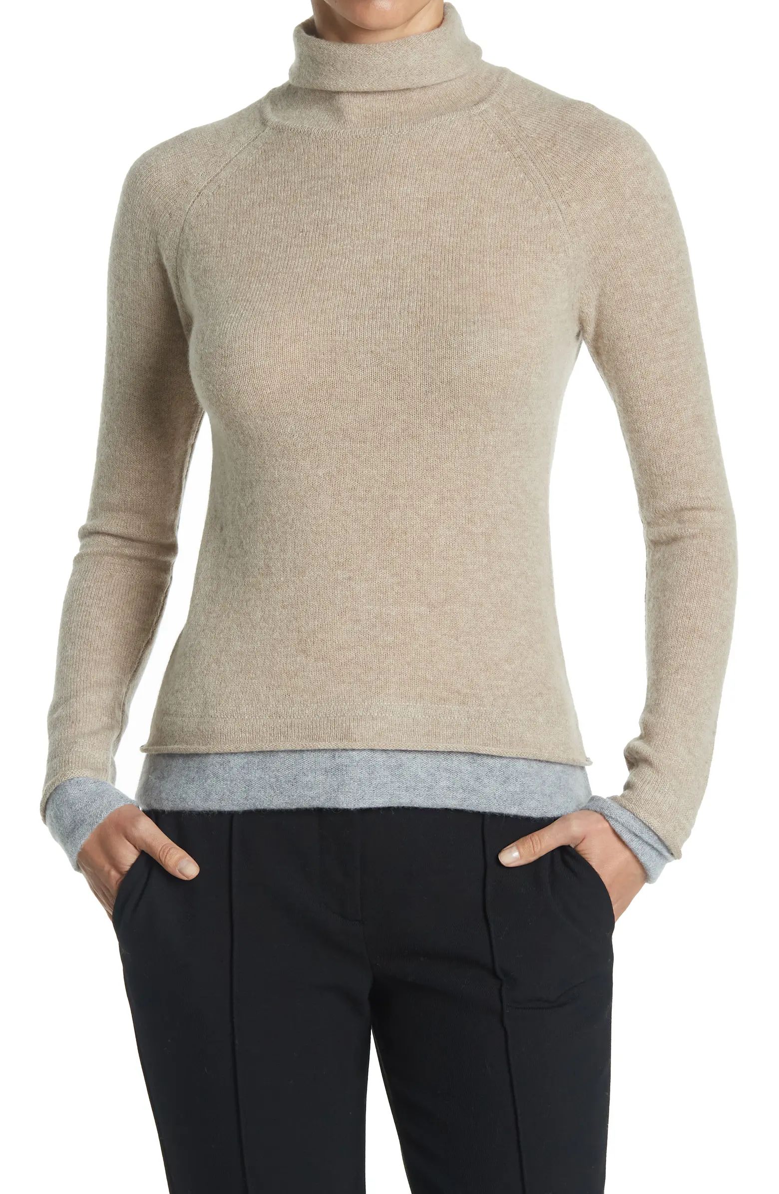 Double Trim Funnel Neck Cashmere Sweater | Nordstrom Rack