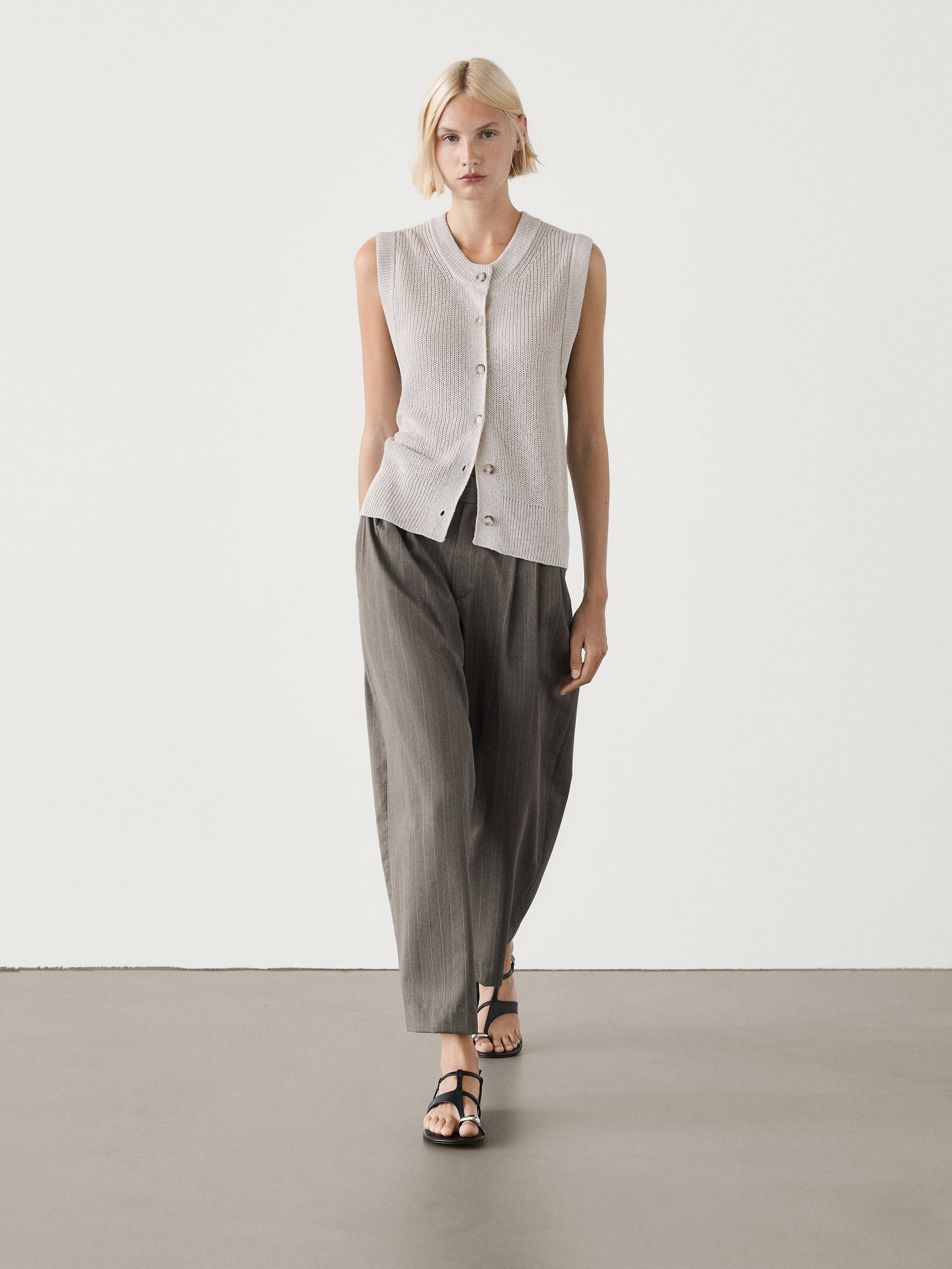 Cotton blend knit vest | Massimo Dutti US